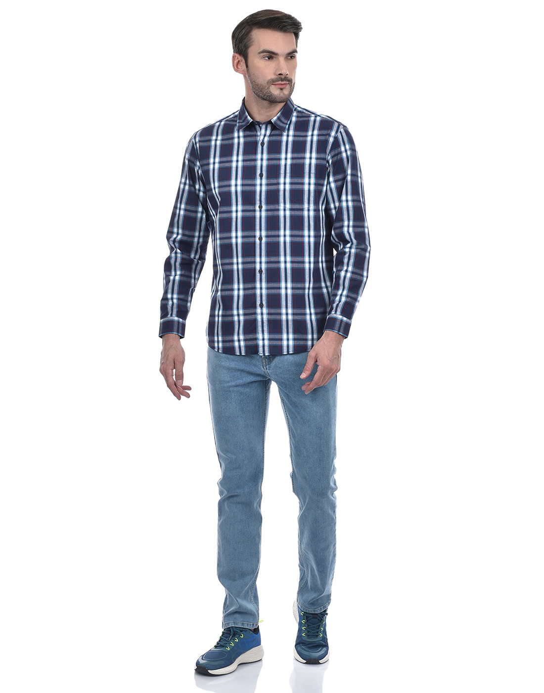 Numero Uno Men Checkered Dark Blue Shirt